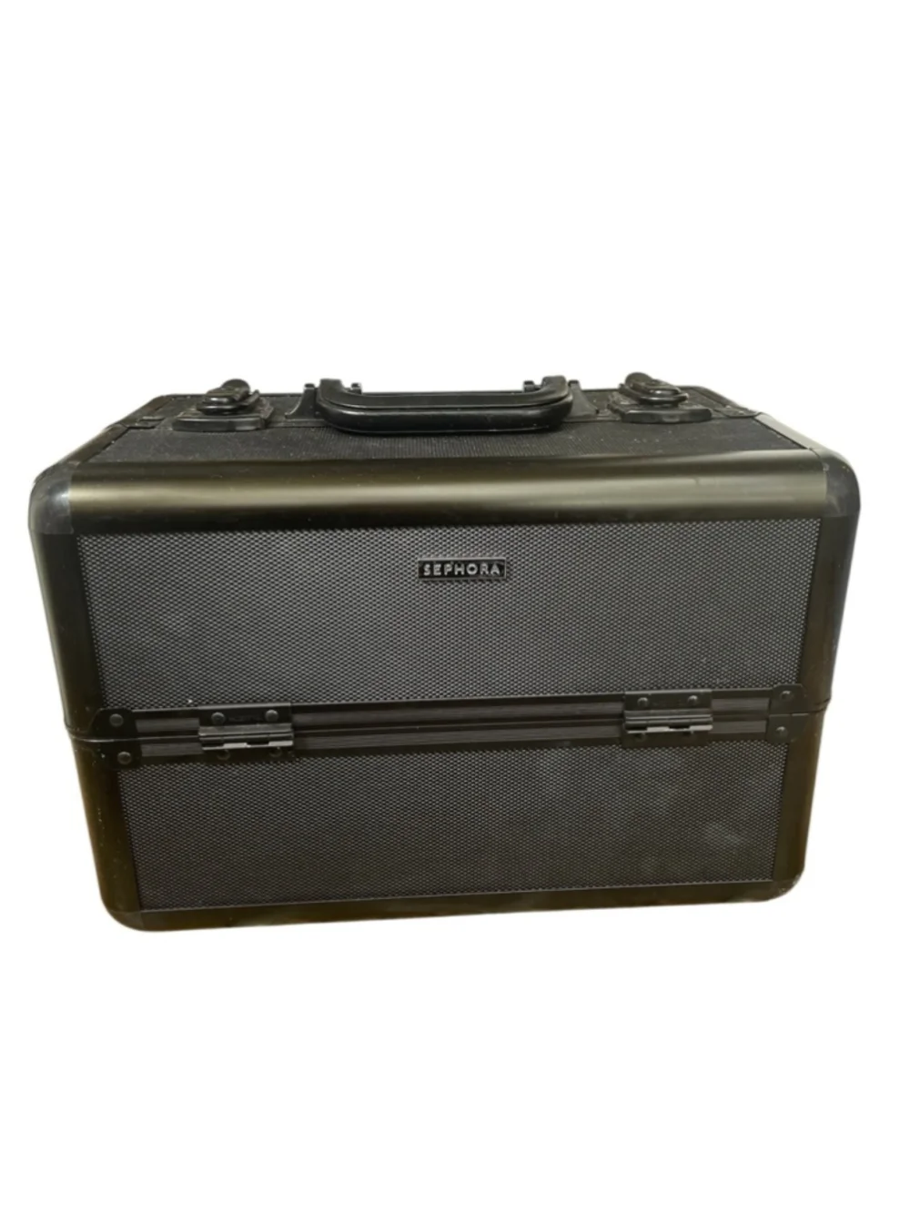 Sephora Rare Vintage Black Hard-Shell Makeup Train Case with Handle